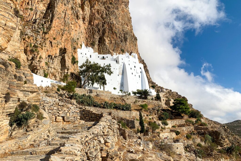 Island Hopping in Greece : Amorgos , Monastery of the Virgin Mary (Panagia) Hozoviotissa