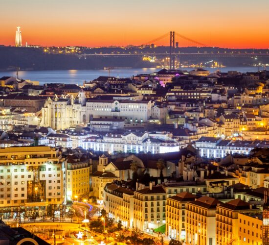 Lisbon, the capital of Portugal at sunset. A popular destination for traveling through Europe, one of the most beautiful cities in the world