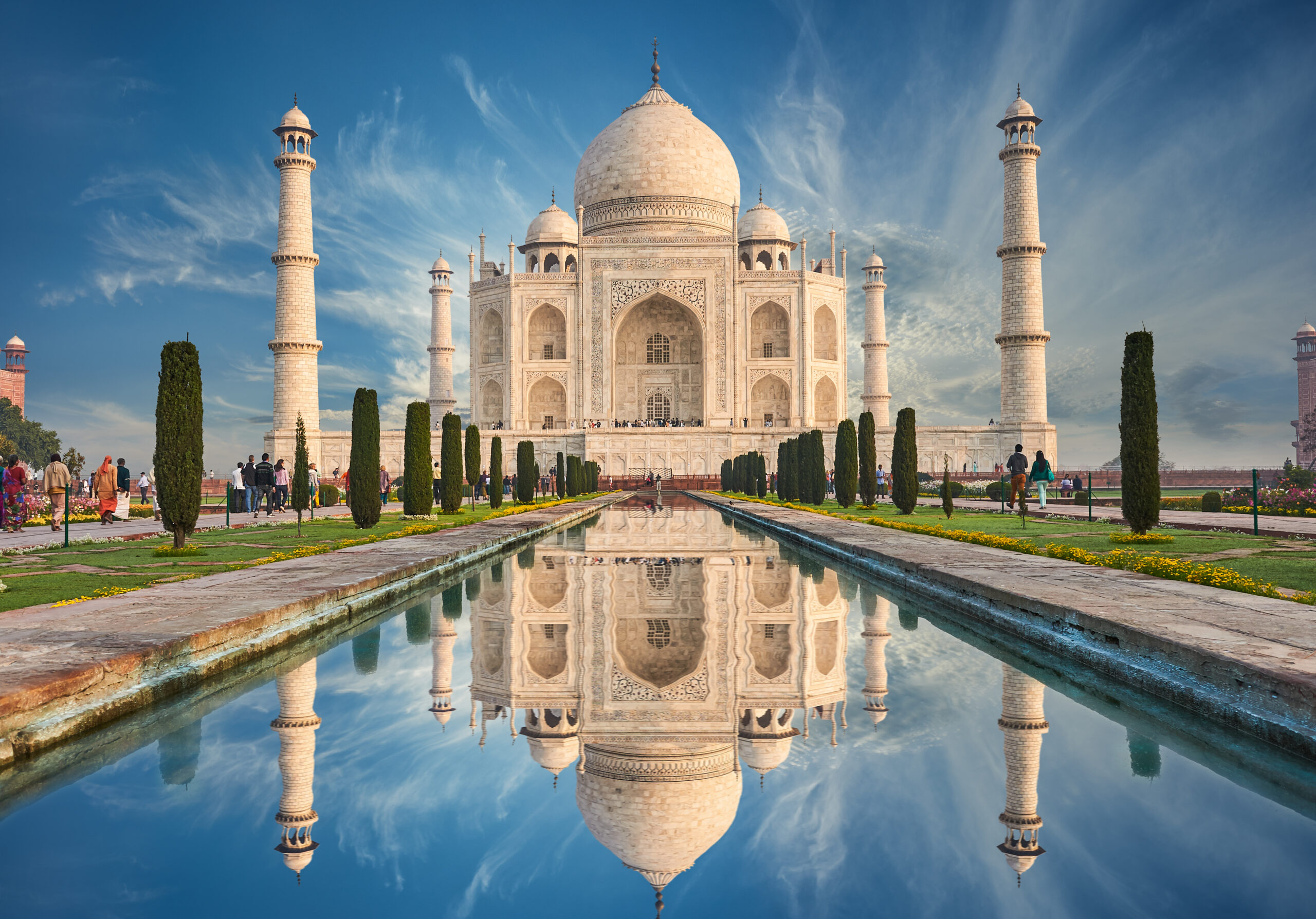 Taj Mahal India, Agra. 7 world wonders. Beautiful Tajmahal travel destination.