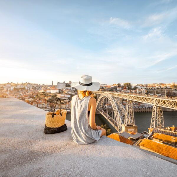 Woman traveling in Porto city